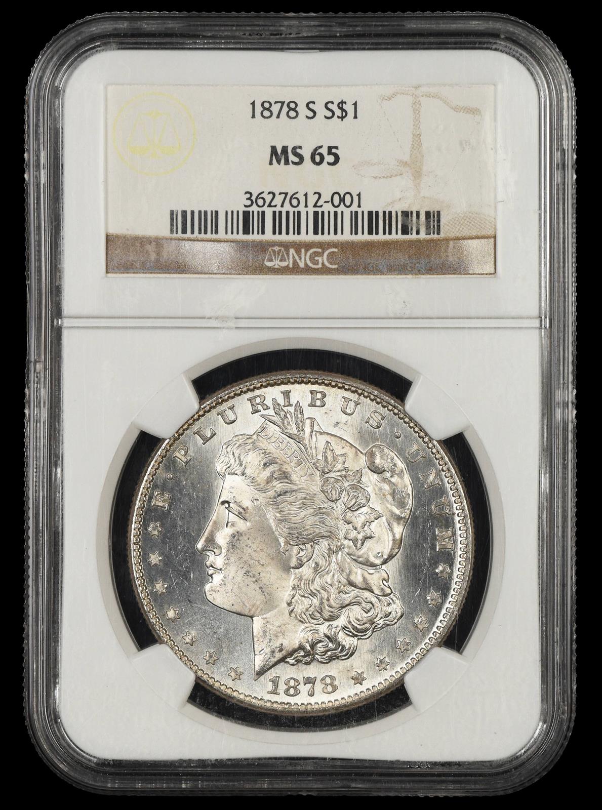 1878 S $1 NGC MS 65