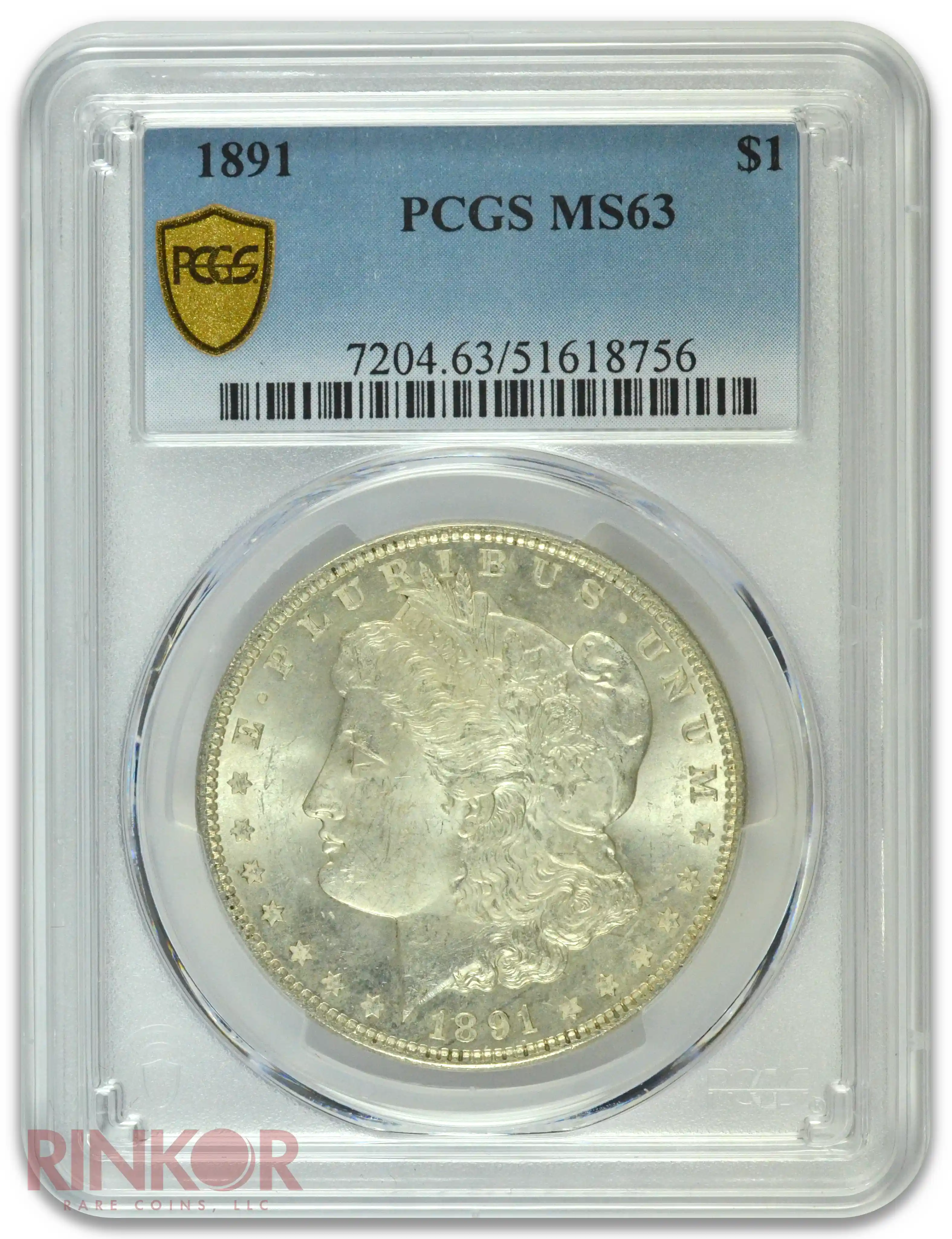 1891 $1 Morgan Dollar PCGS MS 63