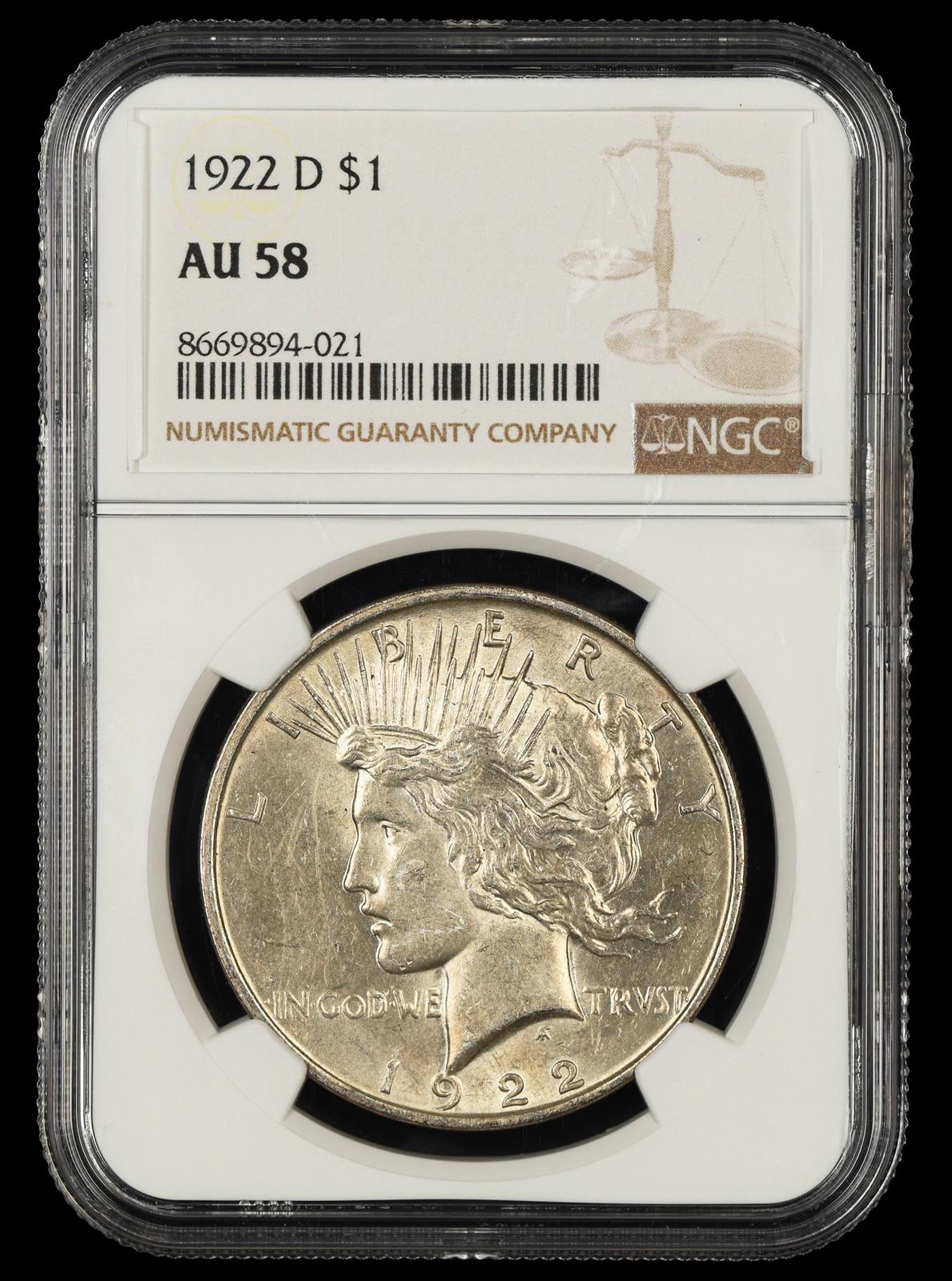 1922 D $1 NGC AU58