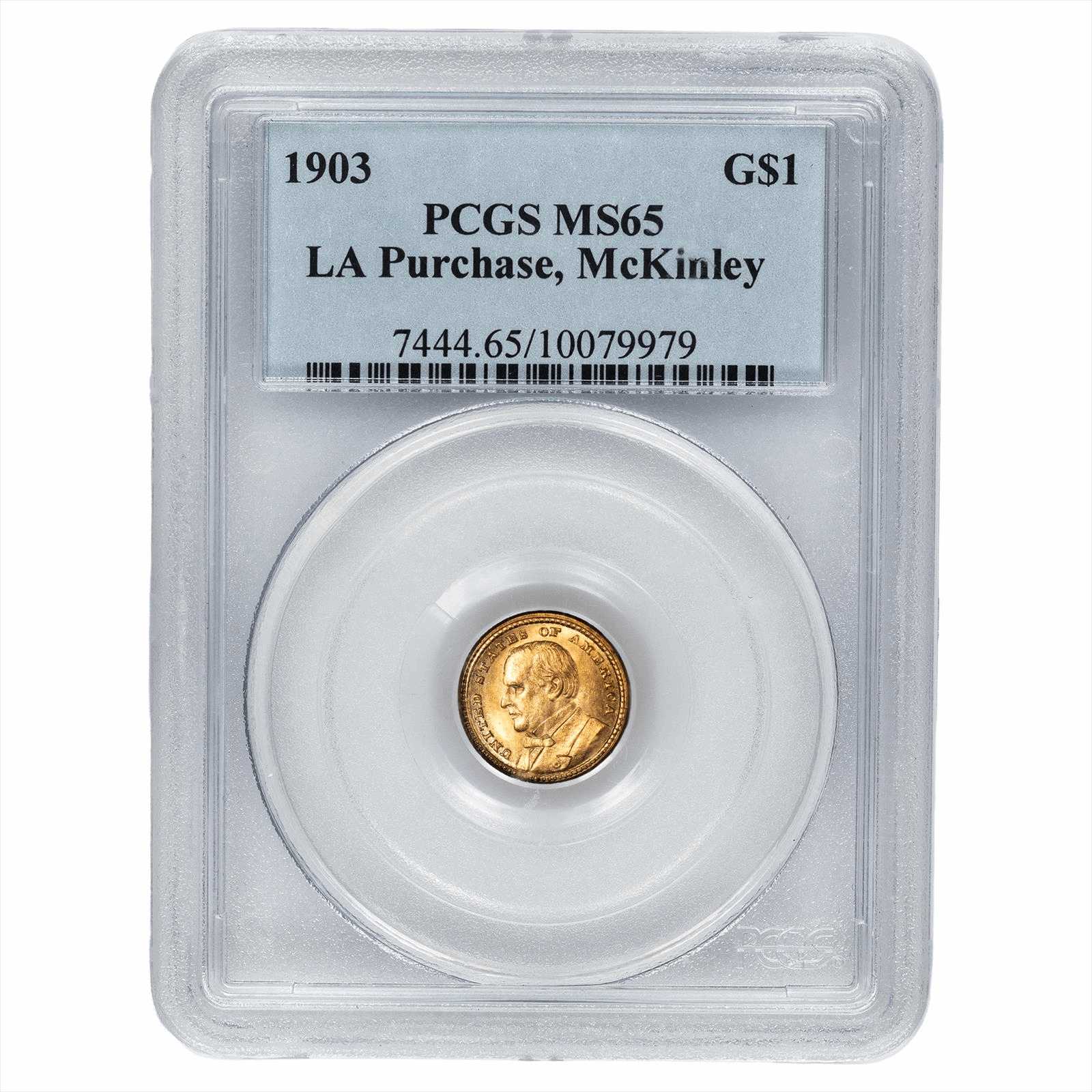 1903 LA Purchase McKinley Commemorative Gold Dollar G$1 PCGS MS 65