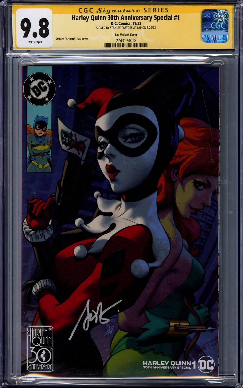 Harley Quinn 30th Anniversary Special #1 CGC Signature Series 9.8 (D.C., 2022) Signed by Stanley Artgerm Lau 