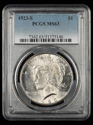 1923-S $1 PCGS MS 63