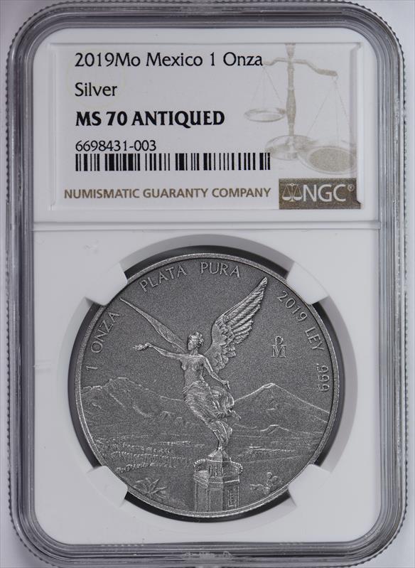 2019 Mexico Onza NGC MS70 Antiqued 