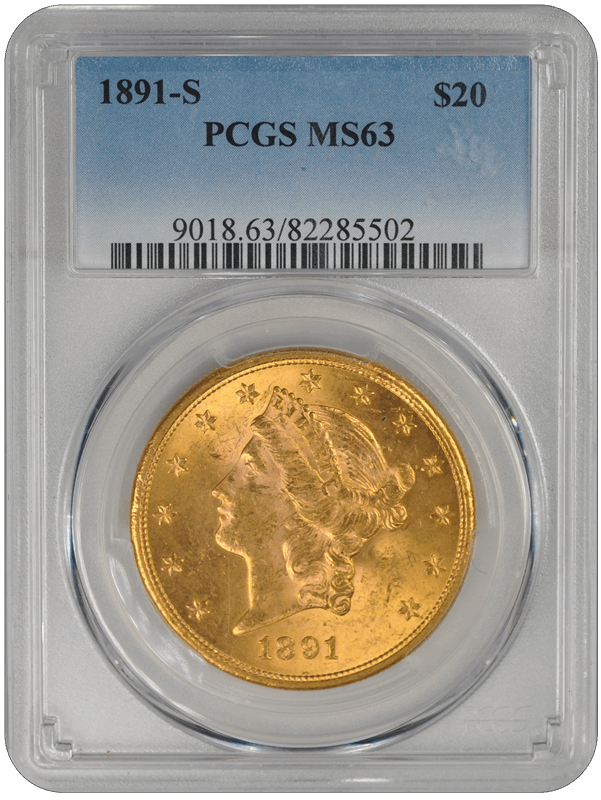 1891-S Liberty Head $20 PCGS MS 63