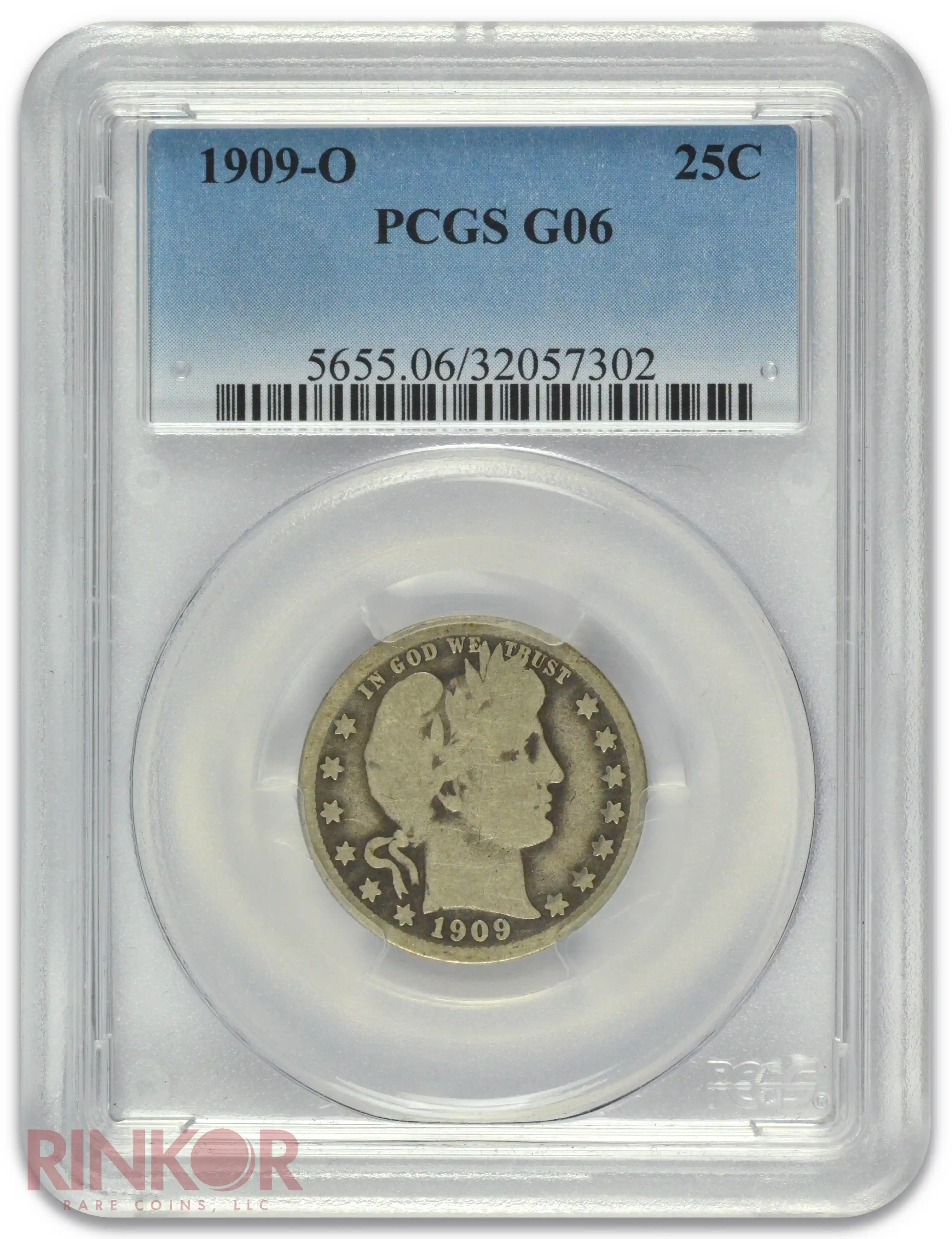 1909-O Barber Quarter PCGS G-06
