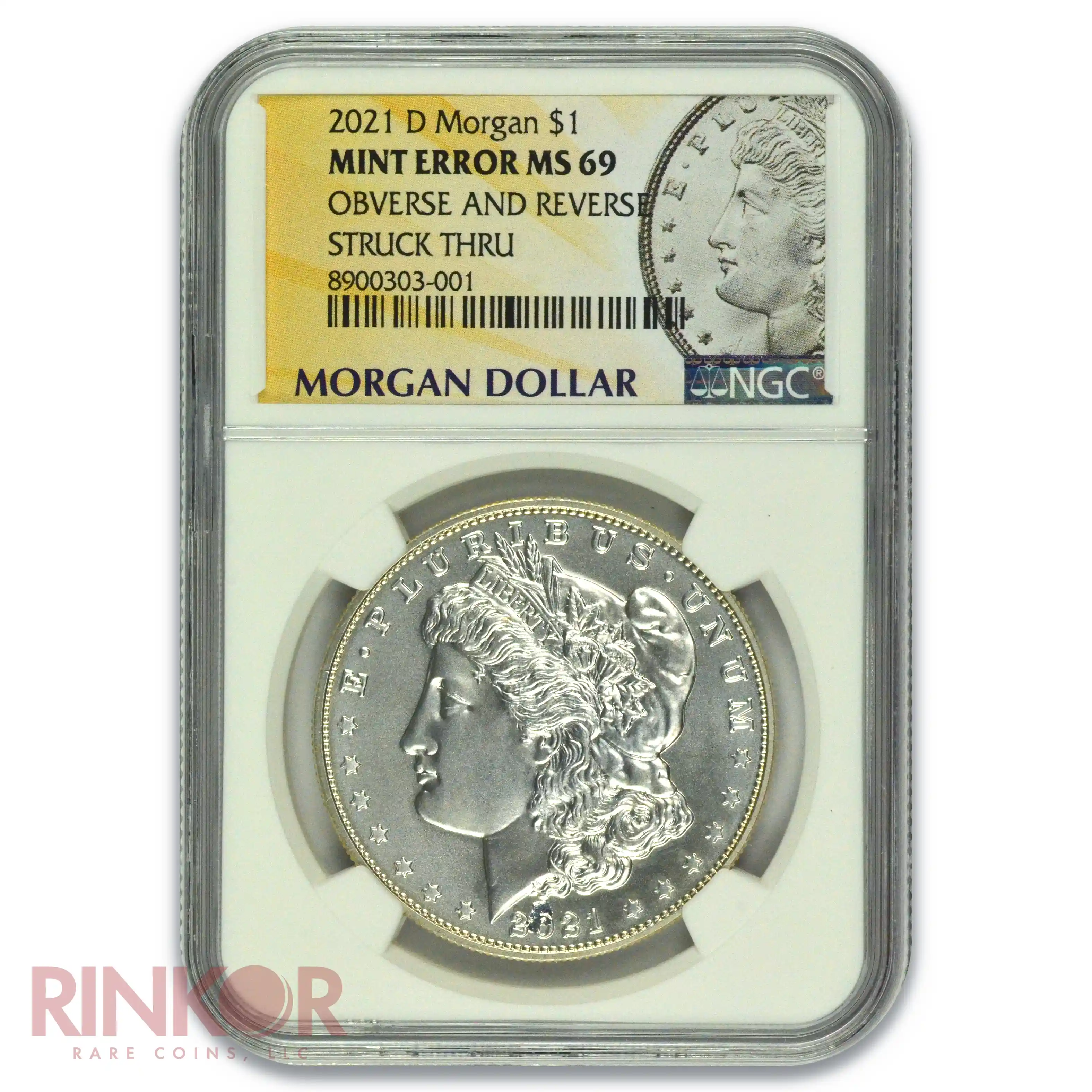 2021-D Struck Thru Obverse and Reverse $1 Morgan Dollar NGC MS 69