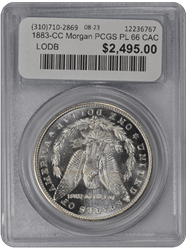 1883-CC Morgan PCGS (CAC) PL 66 