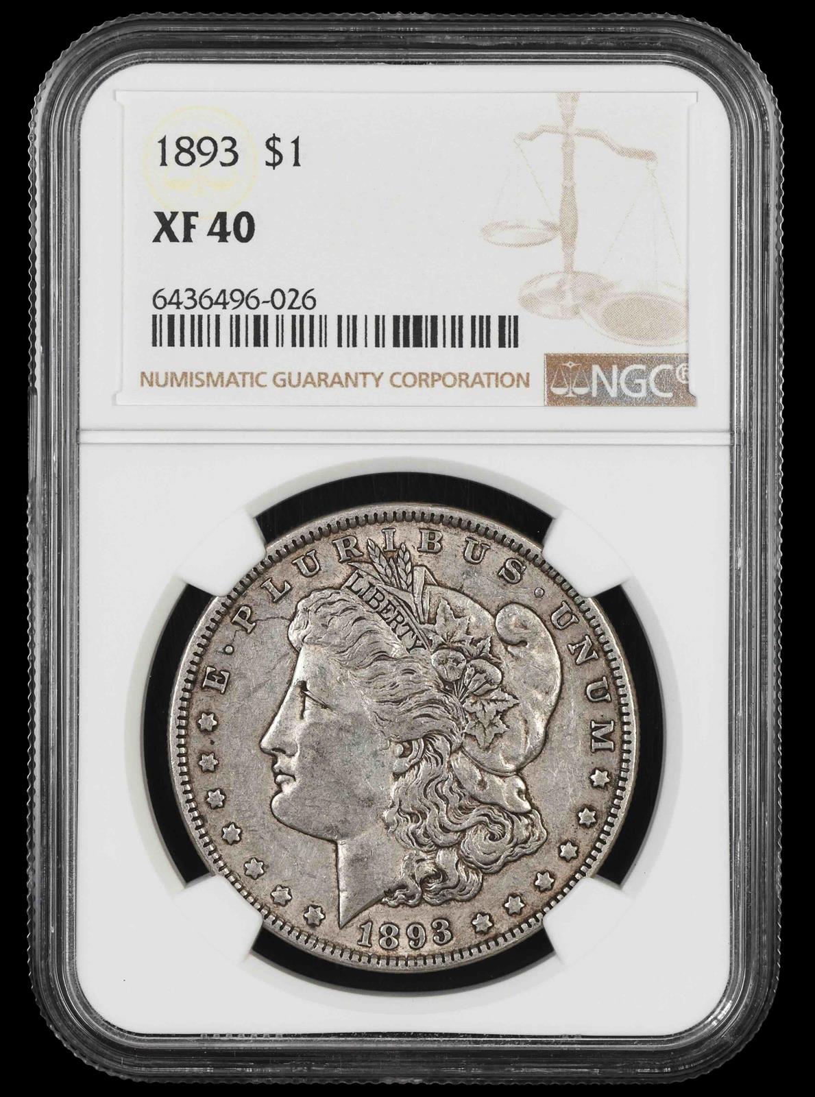 1893 $1 NGC XF-40
