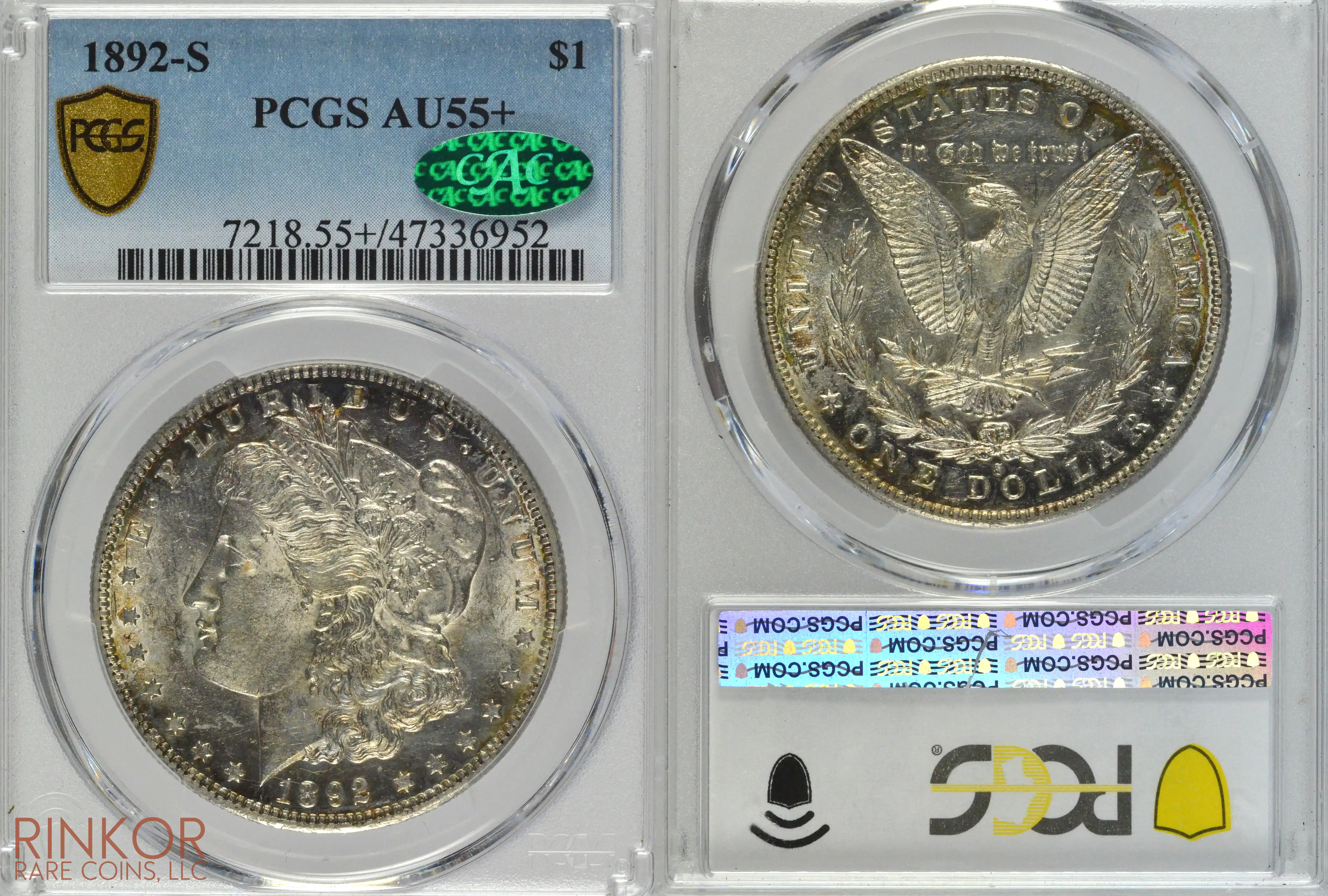1892-S $1 PCGS AU-55+ CAC