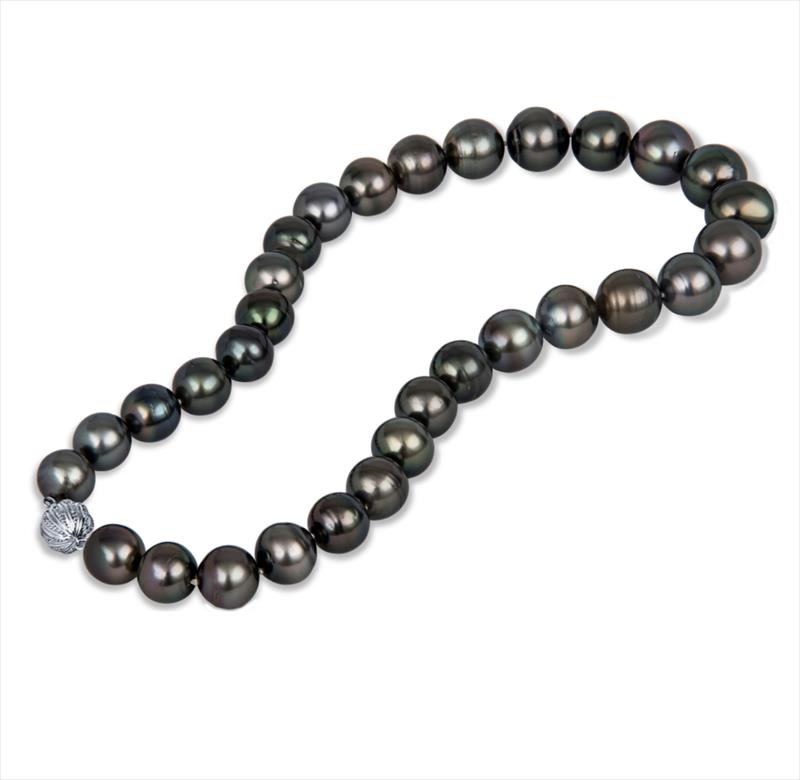 Black Pearl Necklace with 14kt WG Clasp 