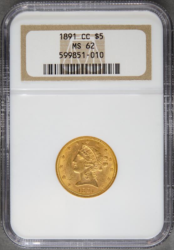 1891-CC Liberty Head $5 NGC MS62