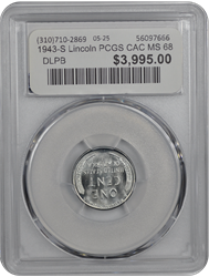1943-S Lincoln PCGS CAC MS 68