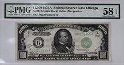 Fr. 2212-G $1,000 1934A Federal Reserve Note PMG Choice AU58 EPQ 