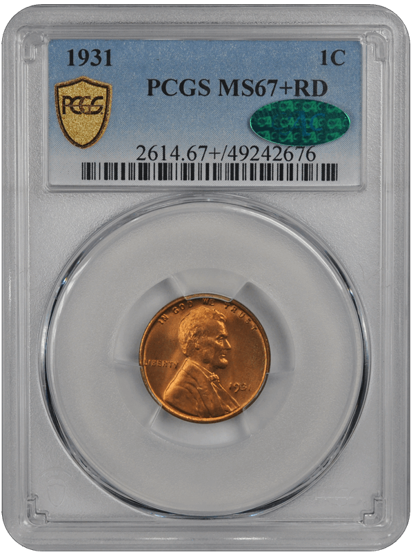 1931 Lincoln PCGS CAC RD 67+