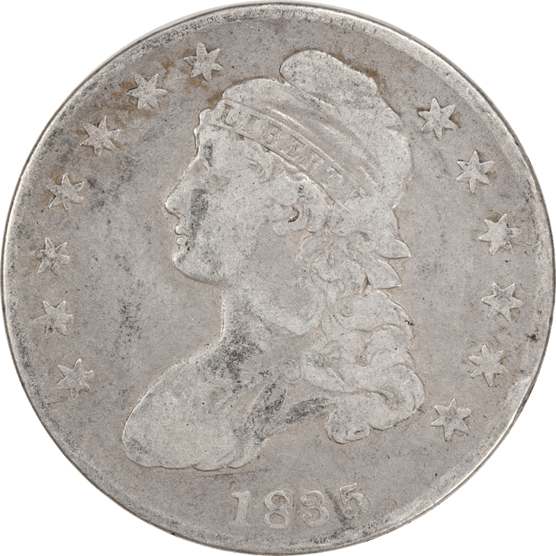 1835 Capped Bust Half Dollar, 50c Circulated Fine