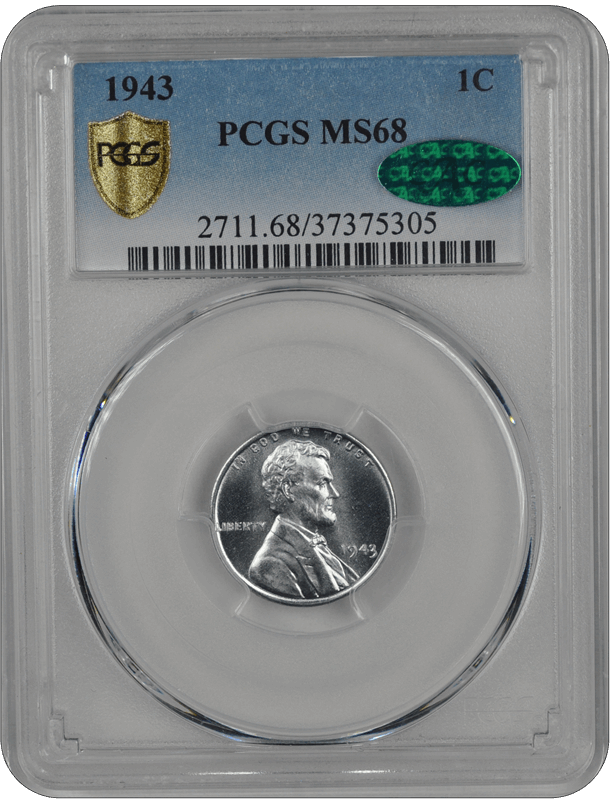 1943 Lincoln PCGS CAC MS 68