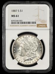 1887 S $1 NGC MS 61
