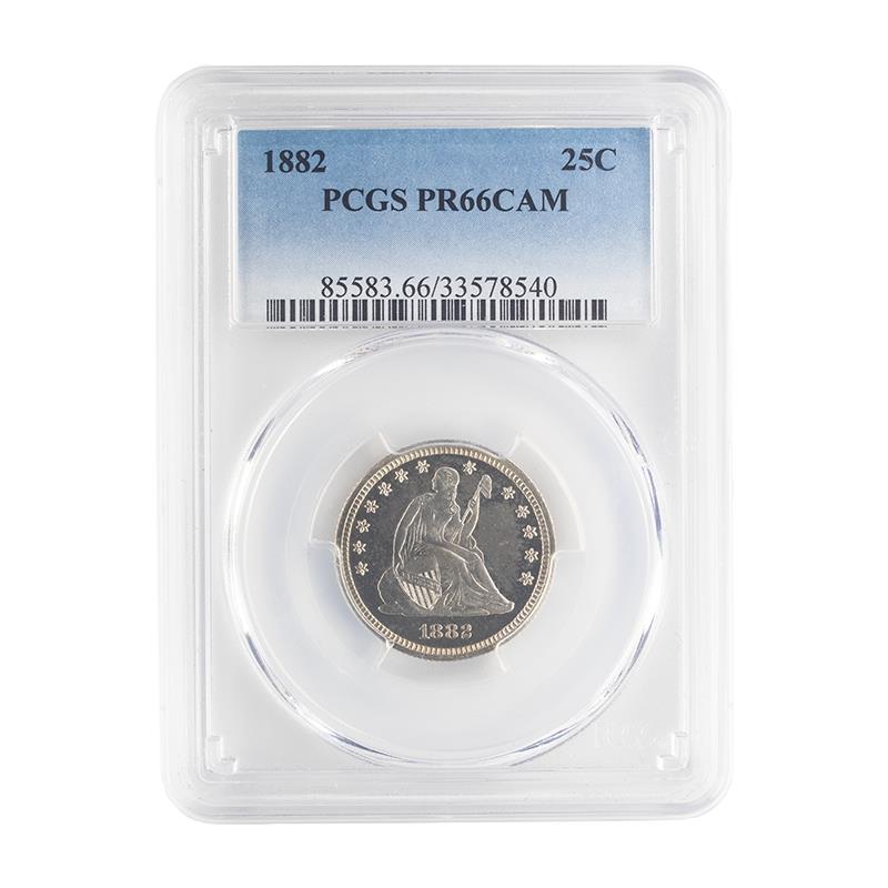 1882 Seated Liberty Quarter, 25C PCGS PR66 CAM - Mostly White