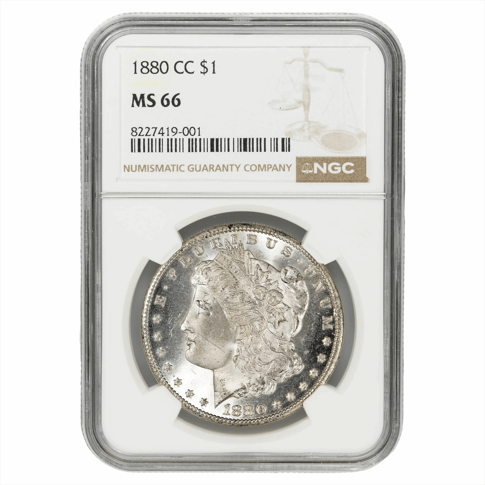 1880-CC Morgan Silver Dollar $1 NGC MS 66