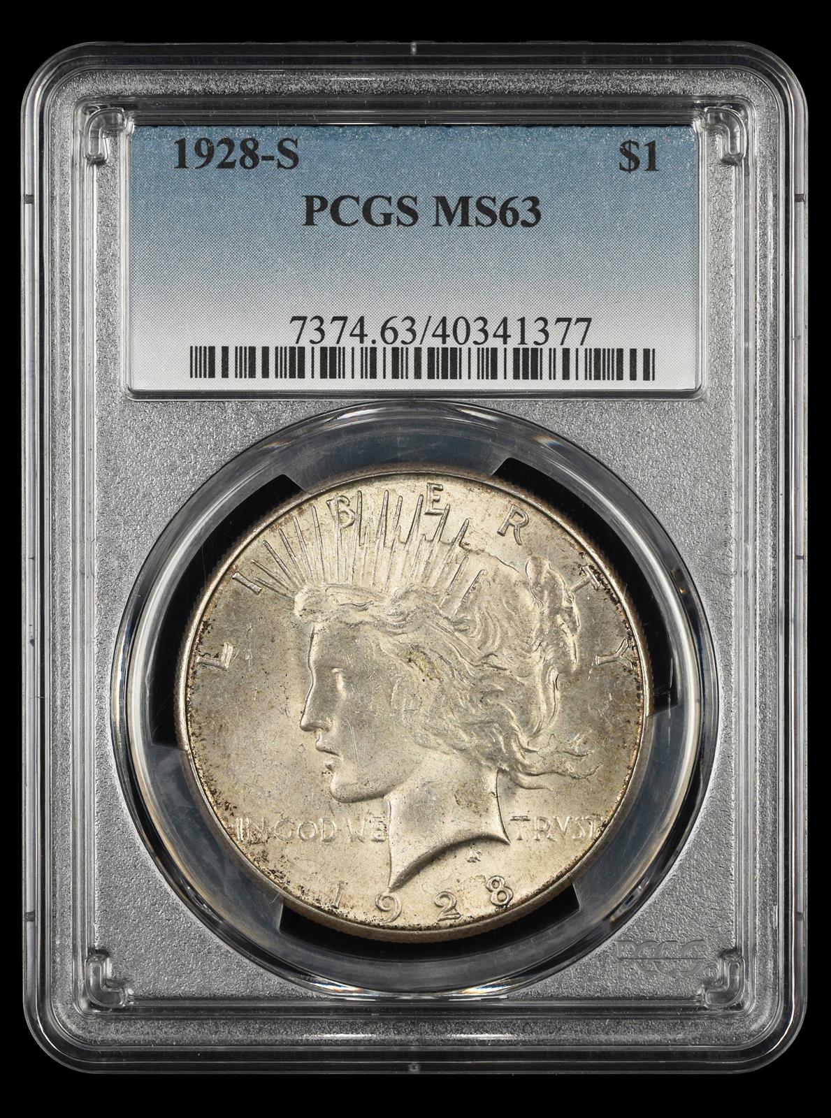1928 S $1 PCGS  MS63