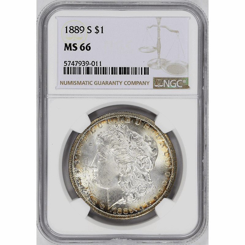 1889-S $1 Morgan Silver Dollar - NGC MS66 - Stunning PQ+ Toned Coin