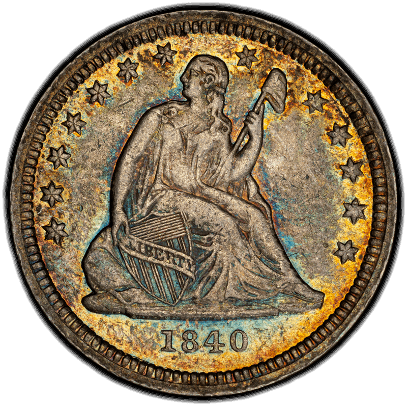 1840  Drapery 25C PCGS AU-53 CAC