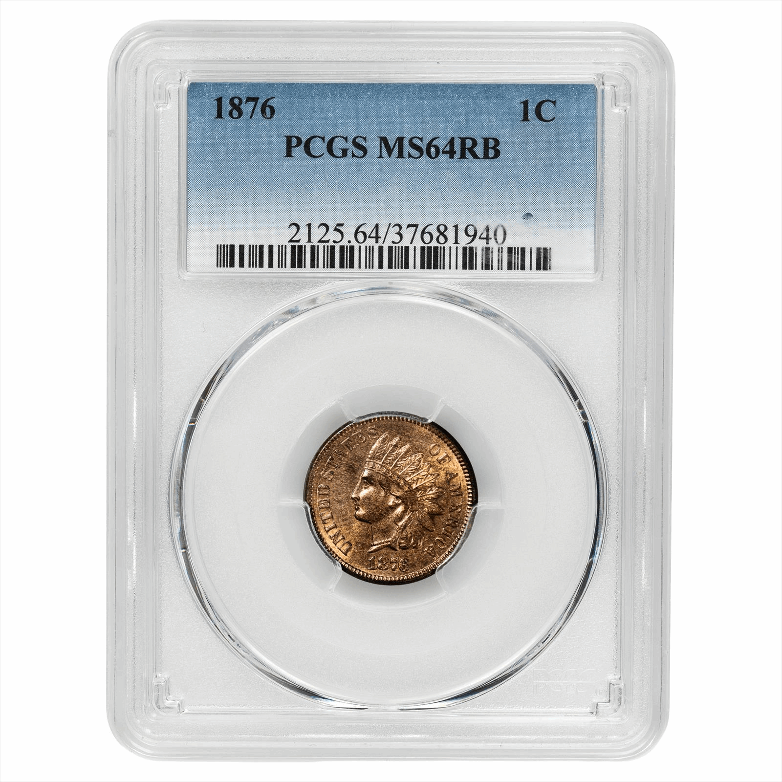 1876 Indian Head Cent 1C PCGS MS 64 RB
