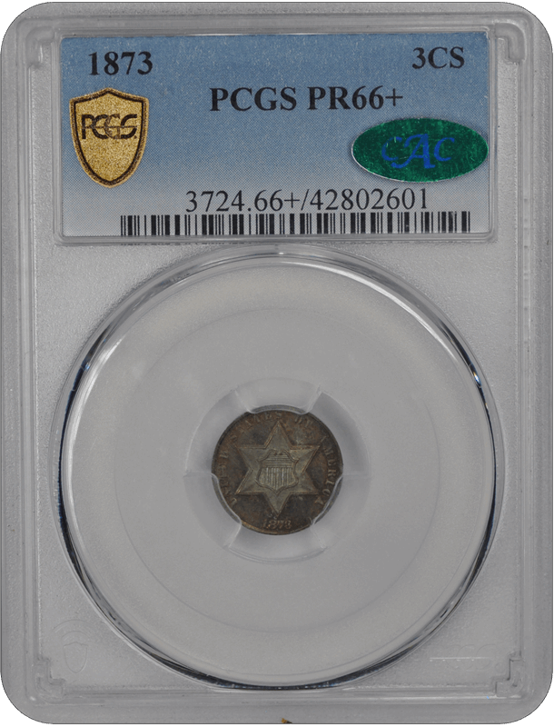 1873 3CS Three Cent Silver PCGS  (CAC) #3241-4 PR66+