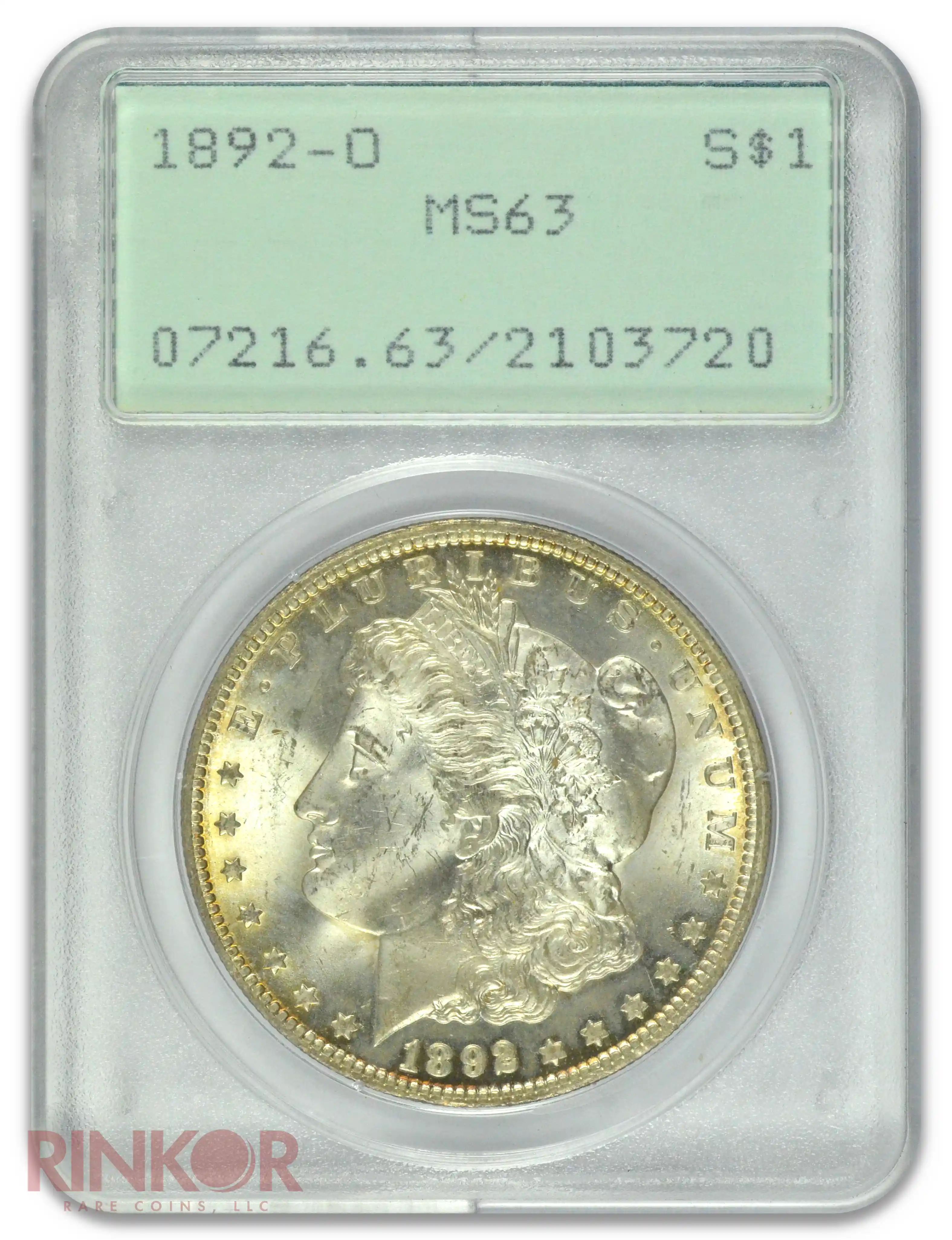 1892-O $1 PCGS MS 63