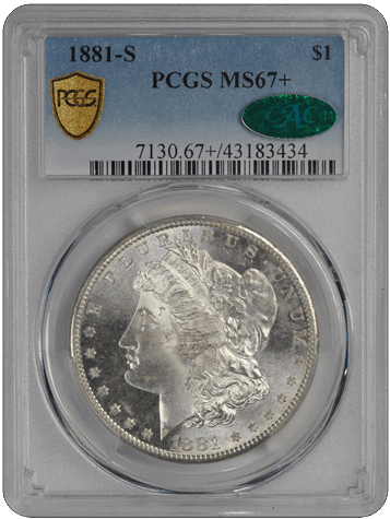 1881-S $1 Morgan Dollar PCGS  (CAC) #3431-2 MS67+