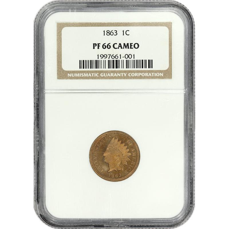 1863 Indian Head Cent 1C NGC PF66 CAMEO Super PQ Coin