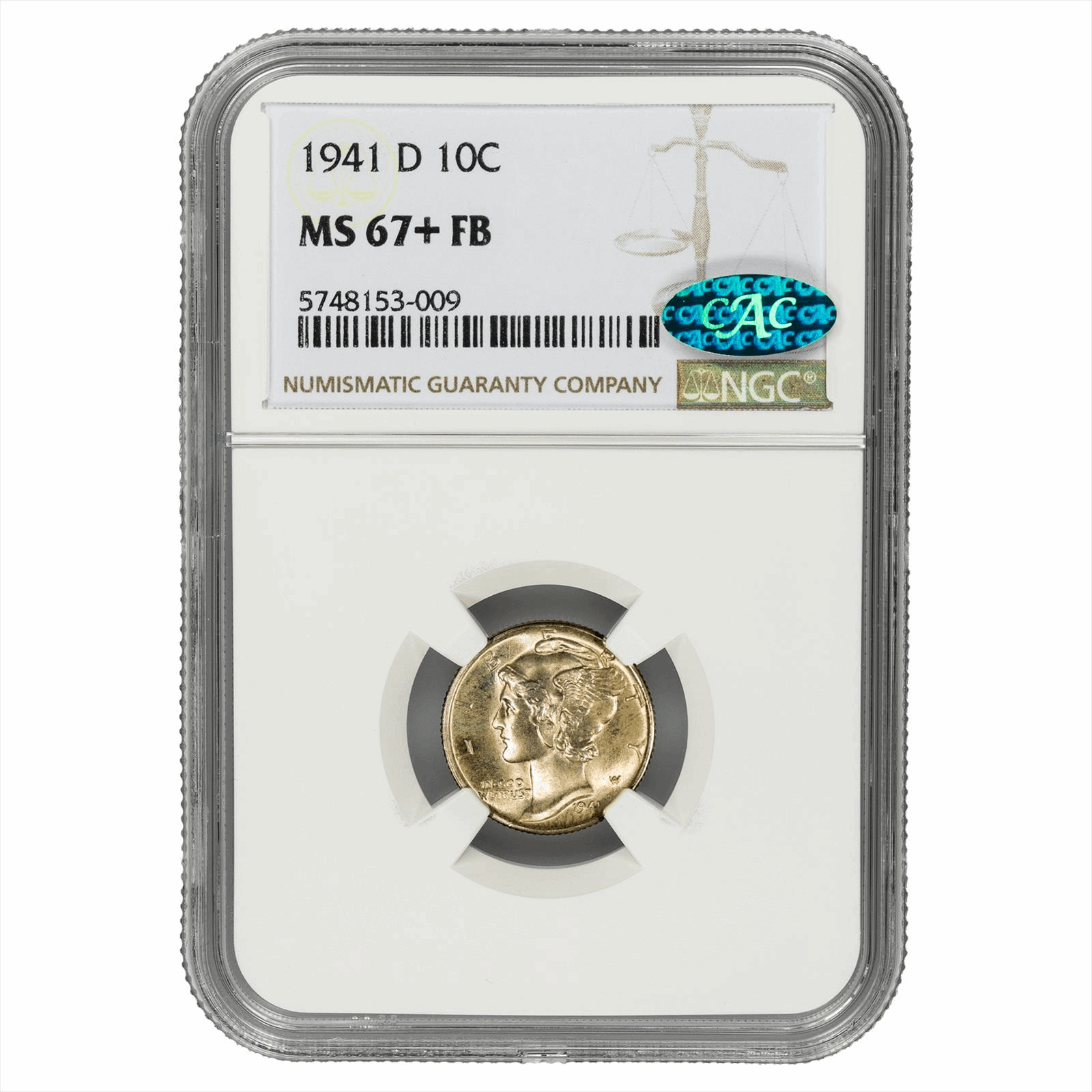 1941-D Mercury Dime 10C NGC MS 67 FB+ CAC