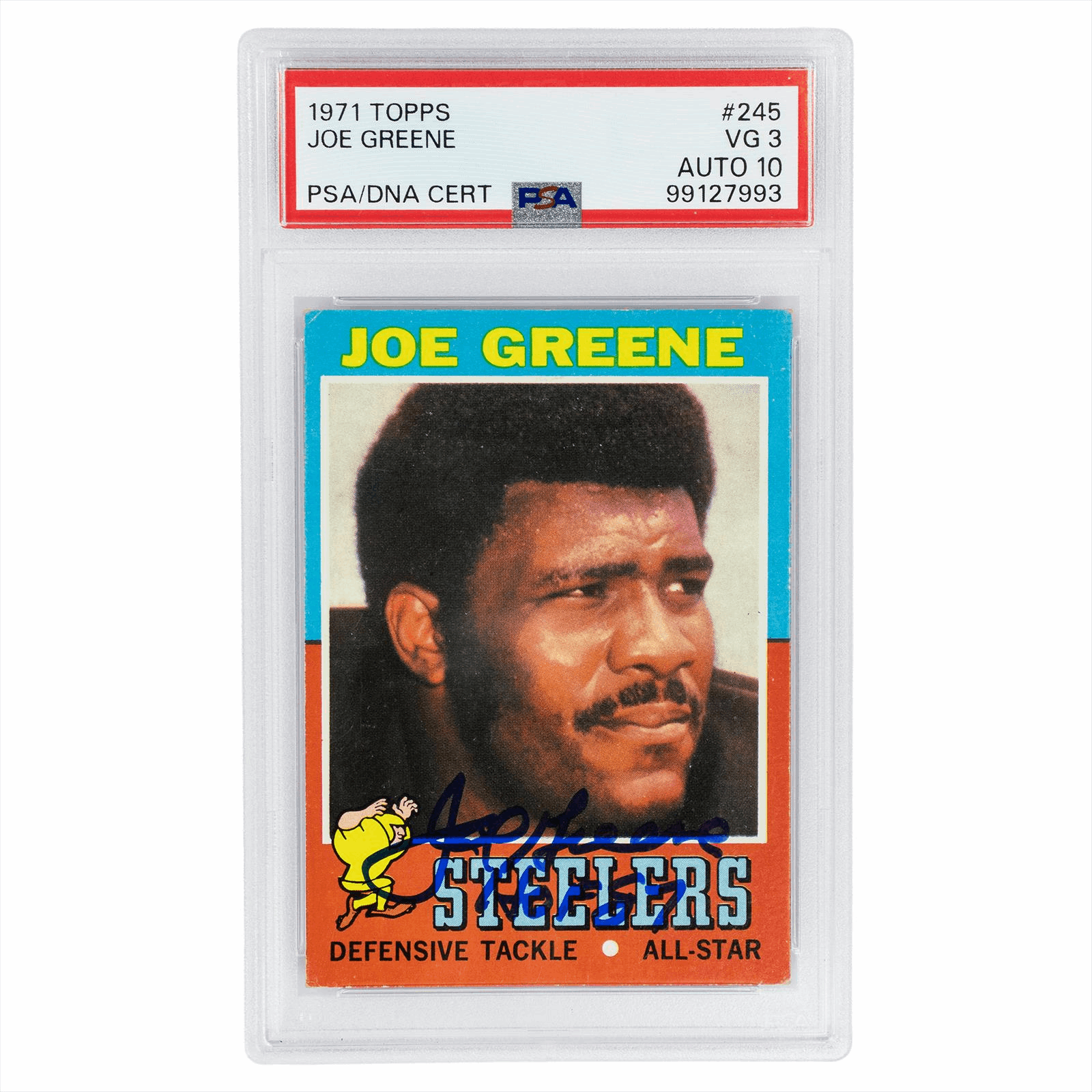 1971 Topps Joe Greene #245 PSA VG 3 AUTO 10 Cert #99127993