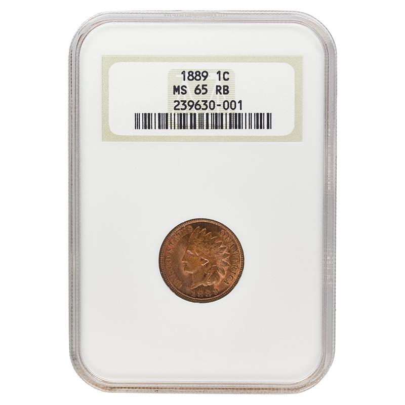 1889 Indian Head Cent, 1C NGC MS 65 RB