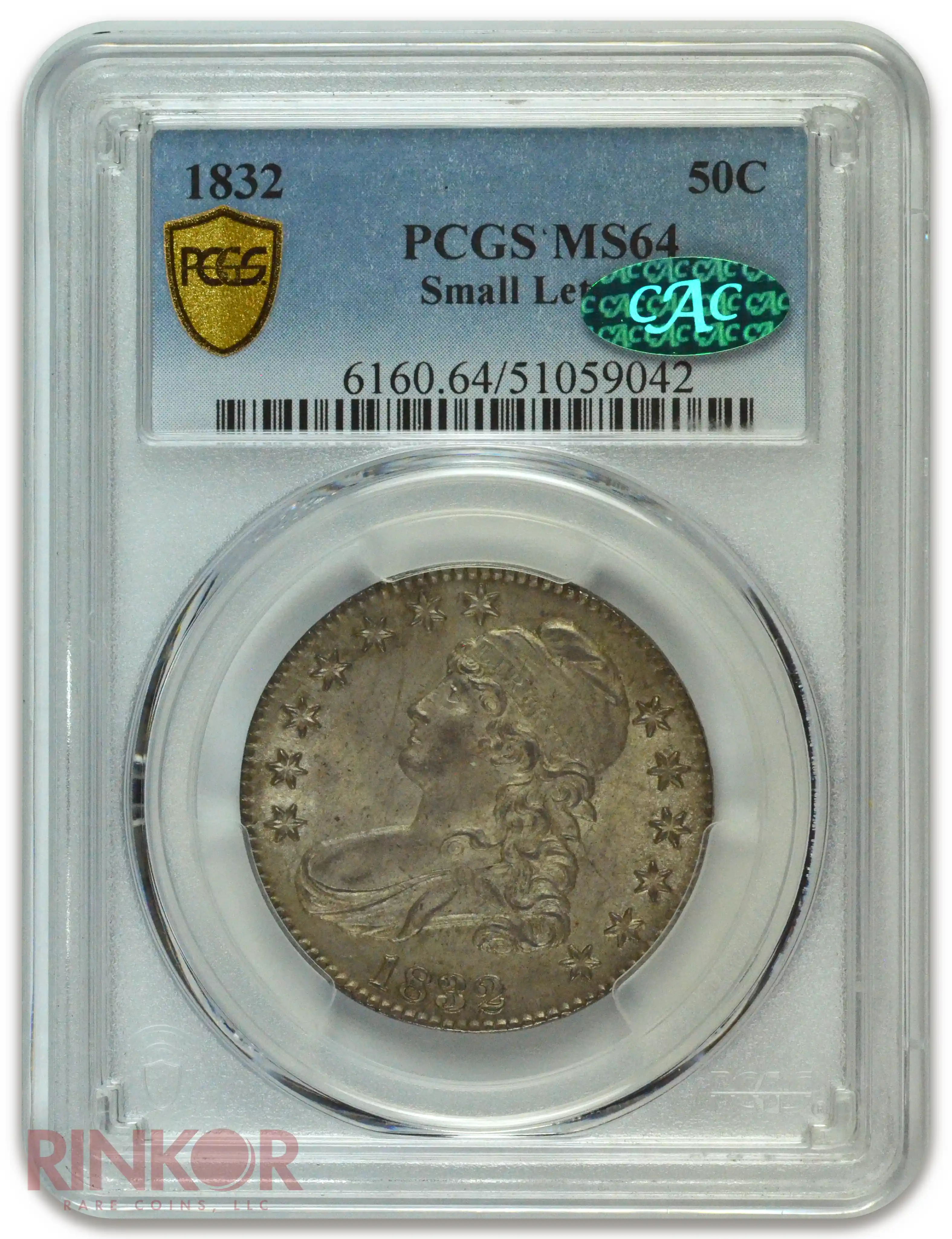 1832 Small Letters Capped Bust Half Dollar PCGS MS 64 CAC