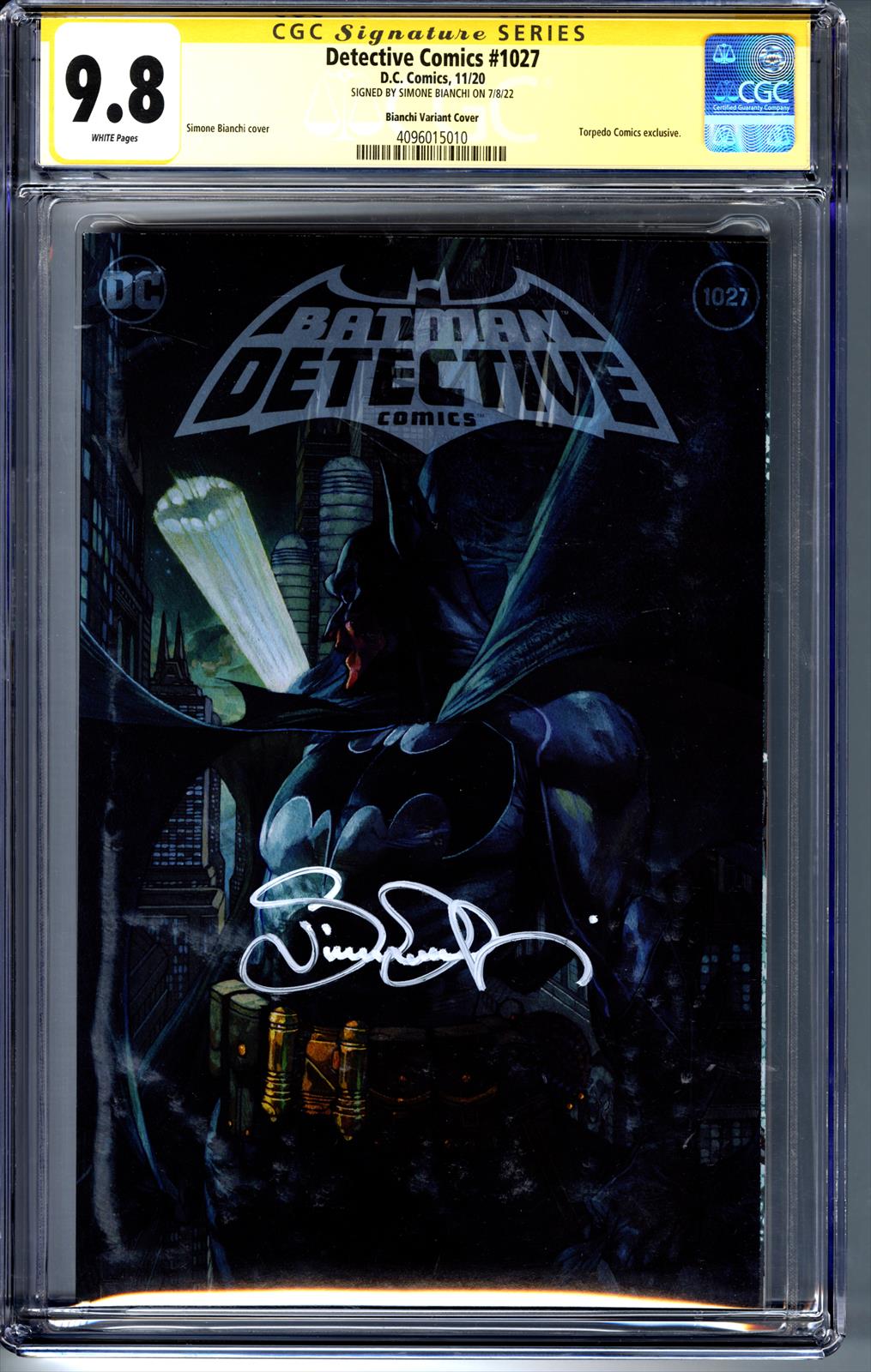 Detective Comics #1027 CGC 9.8 Signature Series Signed by Simone Bianchi(Bianchi Variant Cover) 