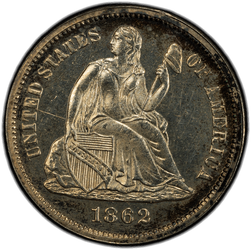 1862 10C PCGS PR 64 CAC