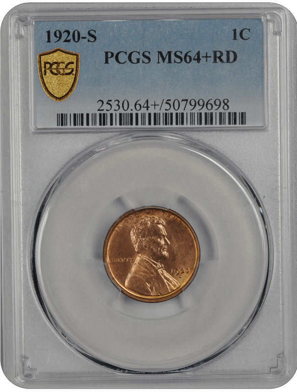 1920-S Lincoln PCGS RD 64+