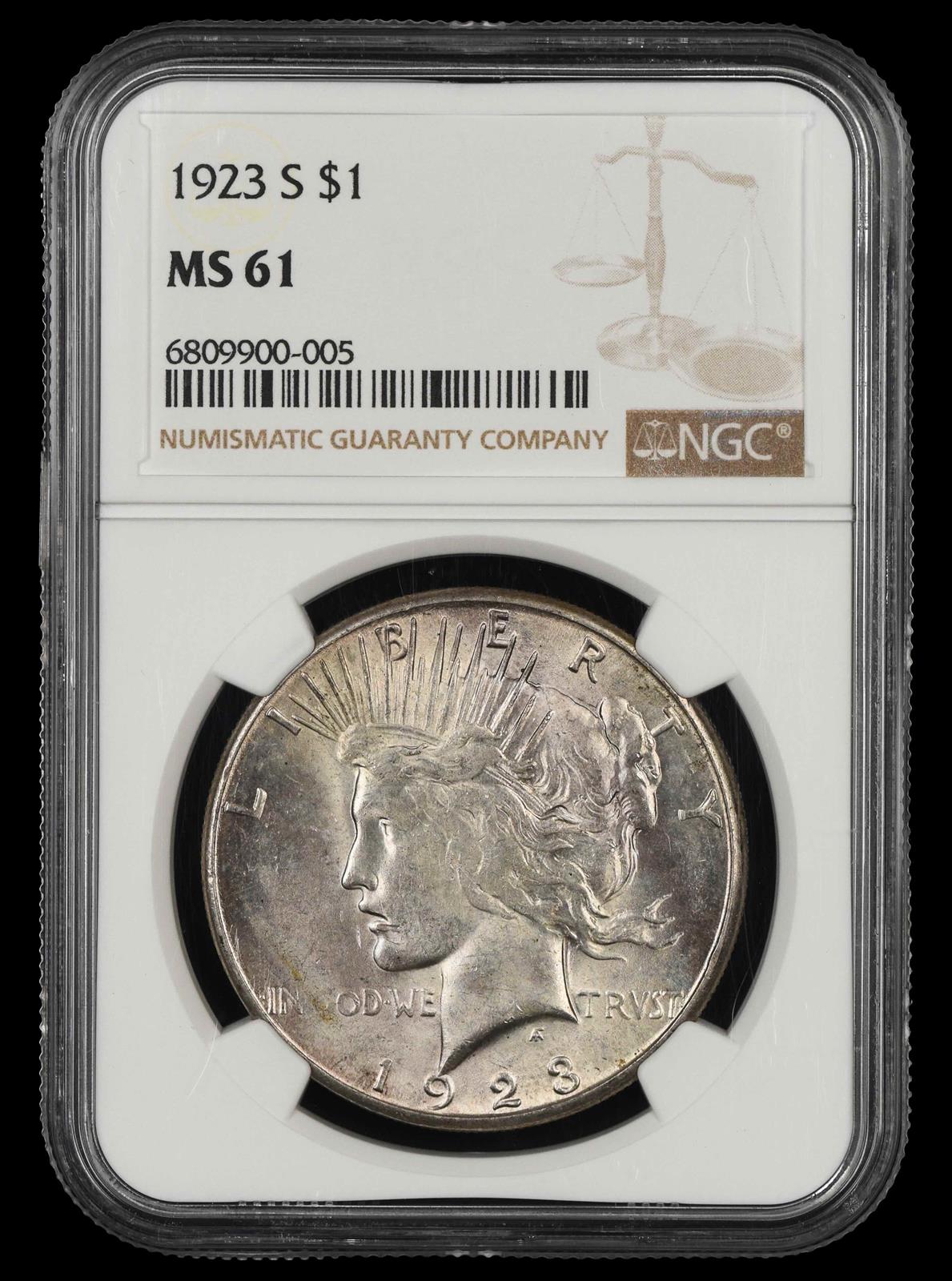 1923 S $1 NGC MS 61