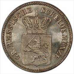 1867 Hess-Darm German States 6 Kreuzer PCGS MS64 