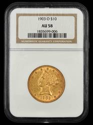 1903 O $10 Gold NGC AU58