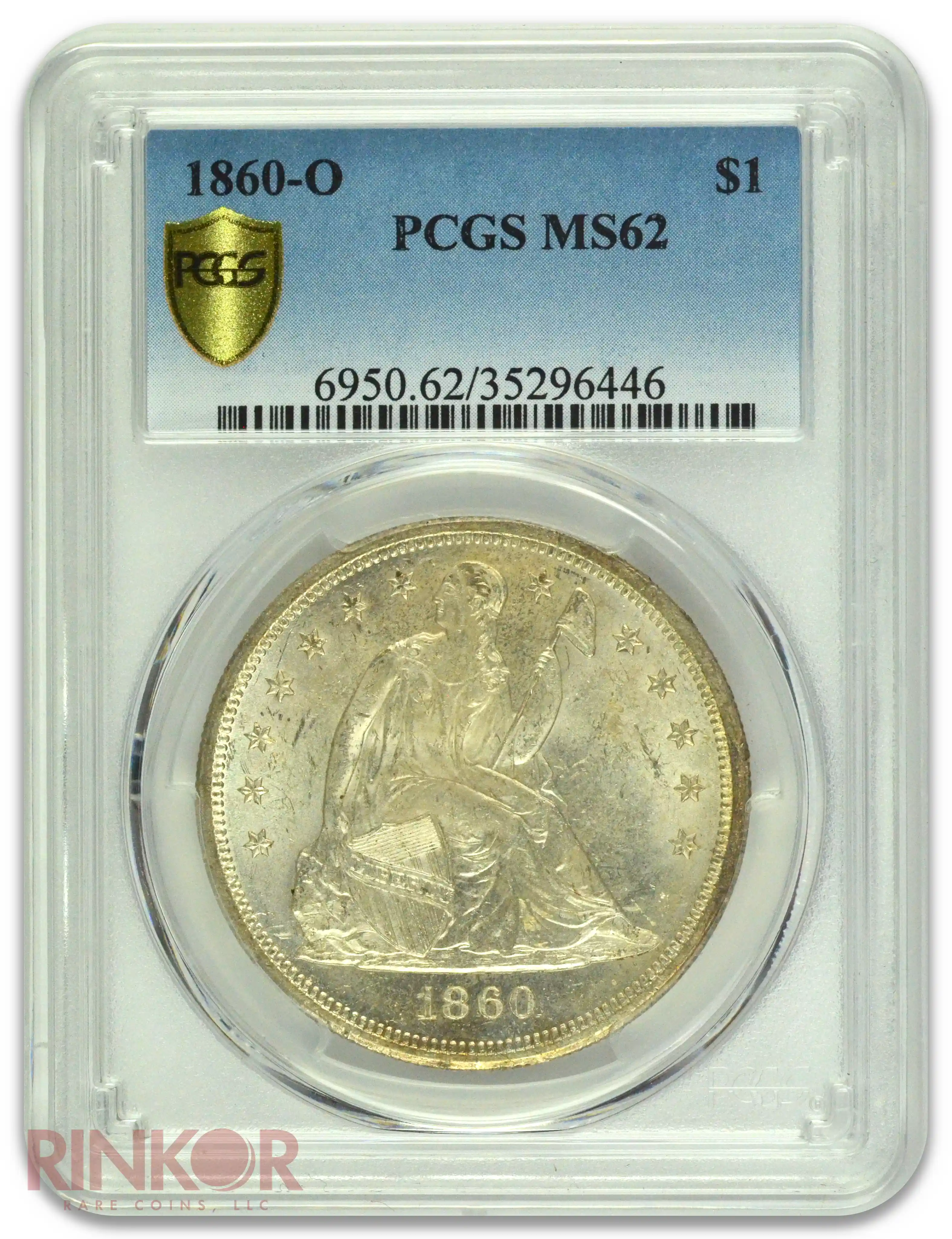 1860-O $1 Seated Dollar PCGS MS 62