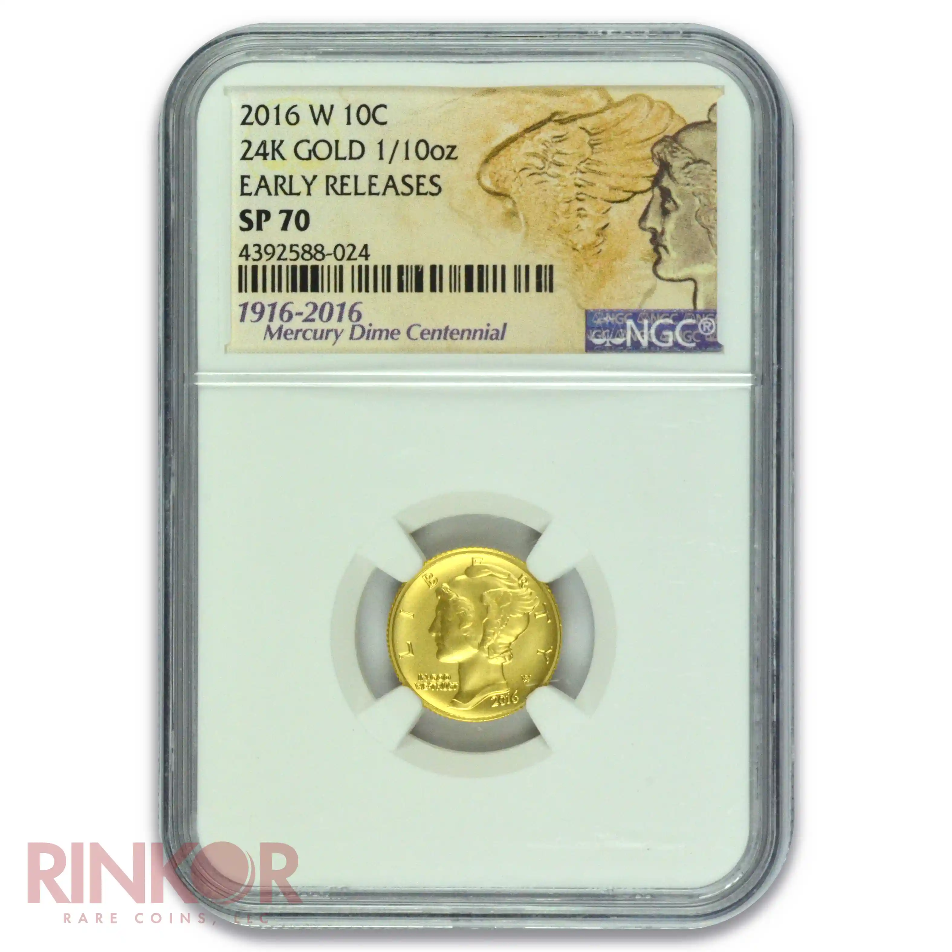 2016-W 1/10thoz Gold Mercury Dime Centennial Early Releases NGC SP 70