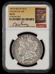 1879 S Rev Of 78 VAM 39 Top-100 $1 Bill Fivaz Signature Label NGC AU-53