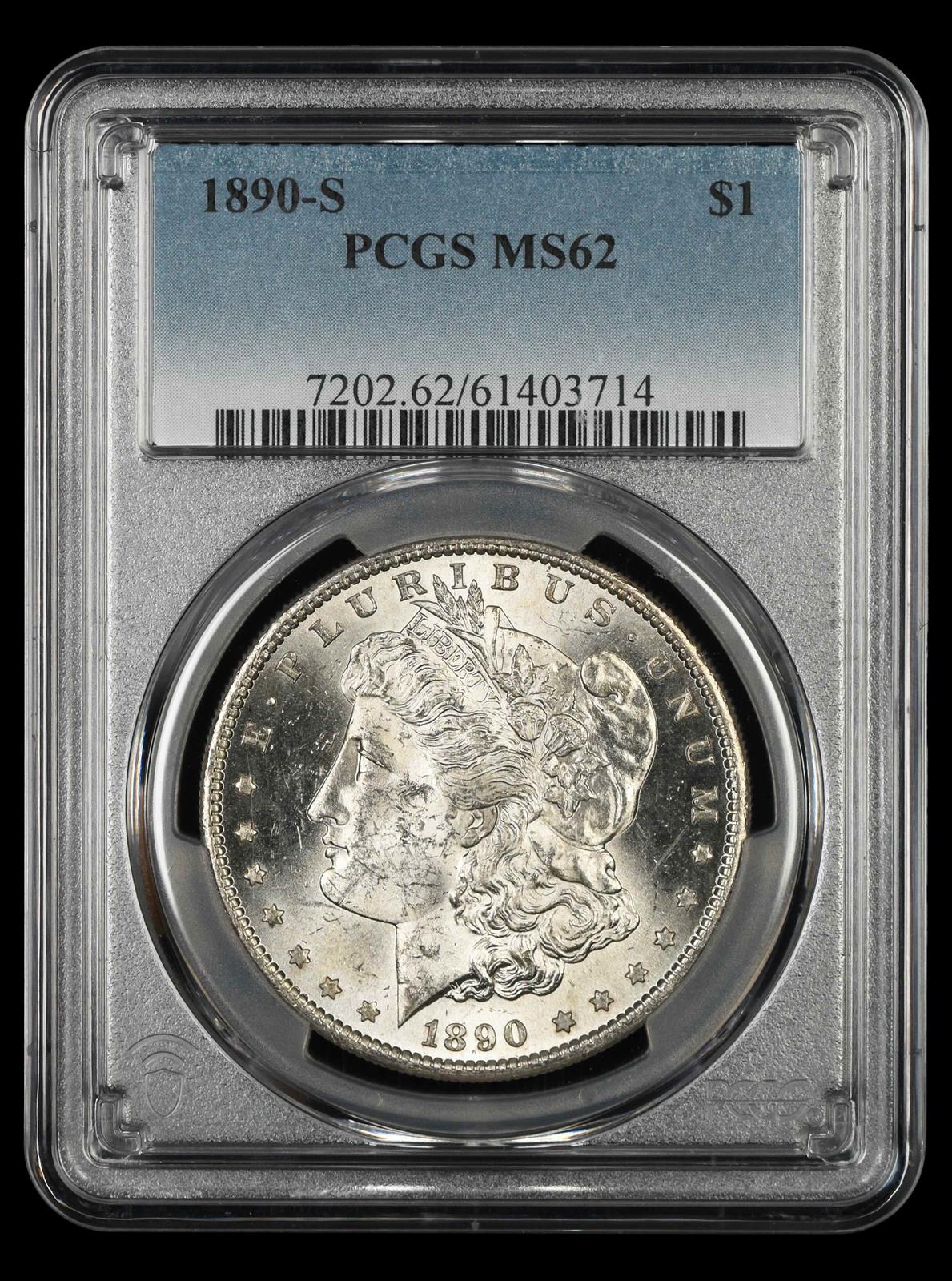 1890 S $1 PCGS MS62