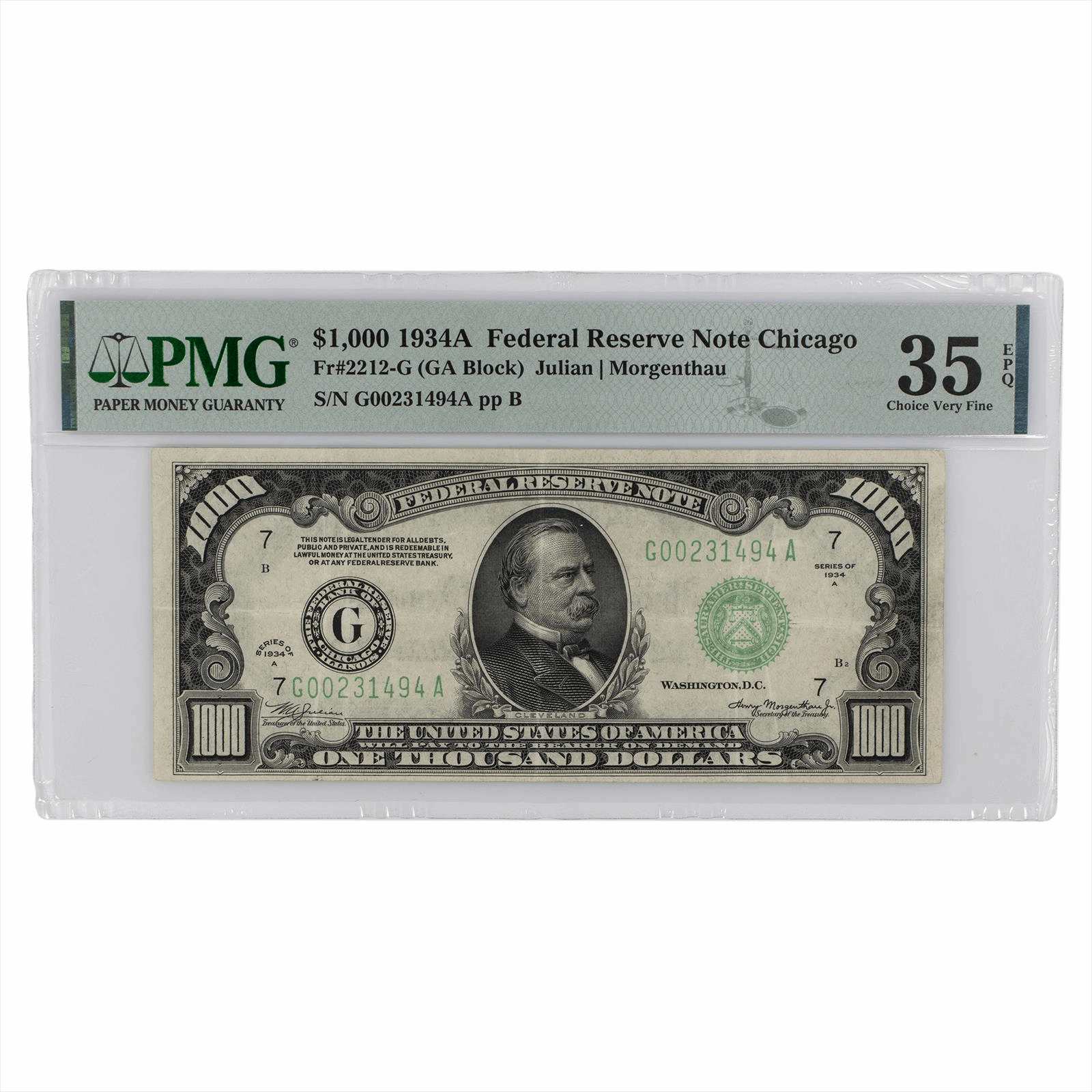 1934A $1000 FRN CHICAGO FR2212 PMG 