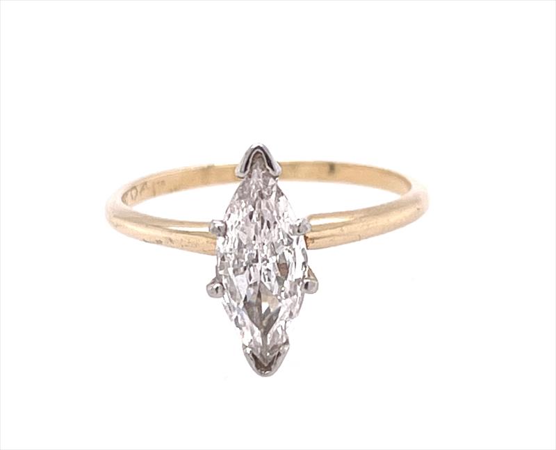 GIA 1.01ct Natural Very Light Pinkish Brown Marquise Diamond Ring in Two-Tone 14k 