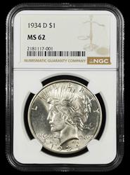 1934 D $1 NGC MS 62