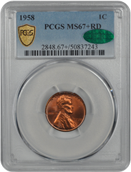 1958 Lincoln PCGS CAC RD 67+