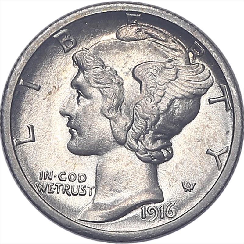 1916 Mercury Dime 10c  Choice  Uncirculated - Nicely Original Coin